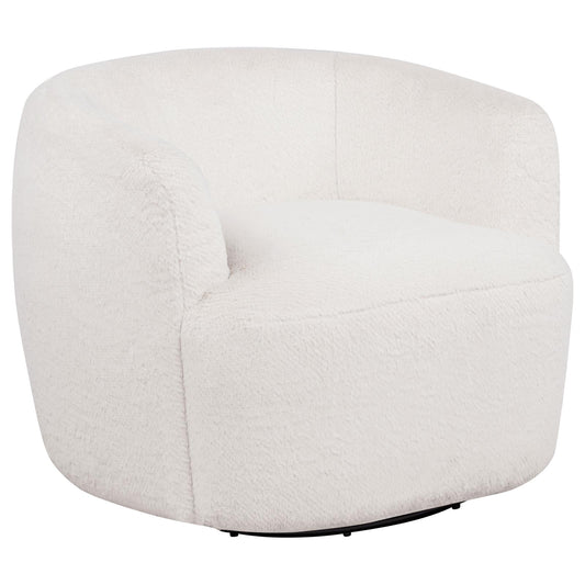 Hudson Faux Fur Swivel Accent Chair Ecru
