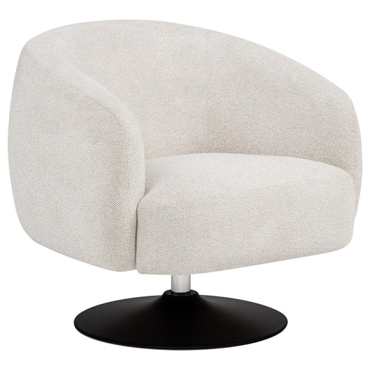 Dave Upholstered Barrel Back Swivel Club Chair Beige
