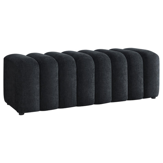 Summer Upholstered Channel Accent Bench Black