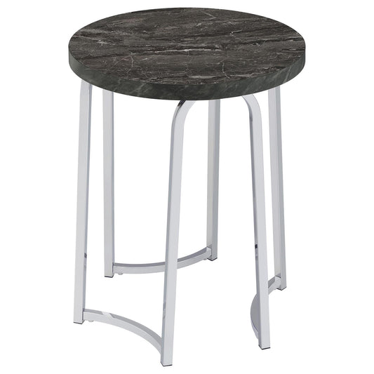Barcelo Round Faux Marble Top Metal Side Table Grey