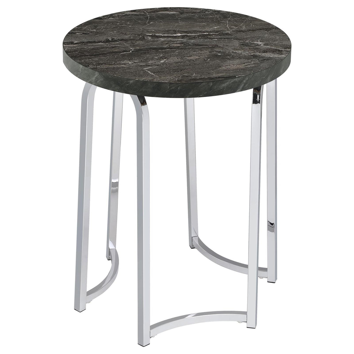 Barcelo Round Faux Marble Top Metal Side Table Grey