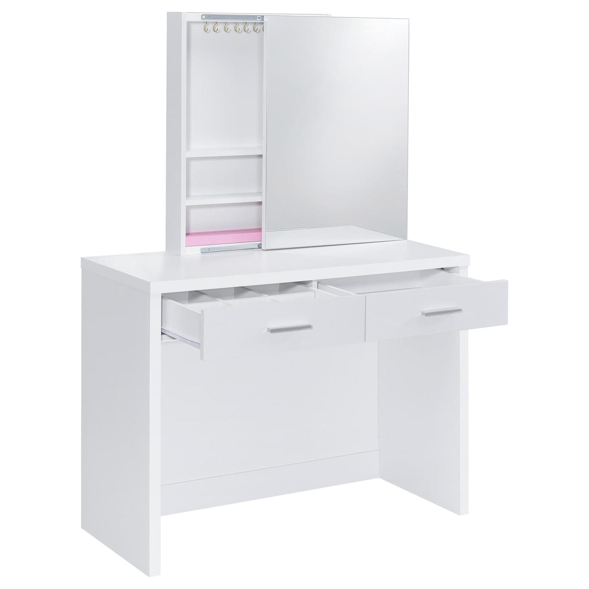 Bunbury Makeup Vanity Table Set Storage Mirror and Stool White
