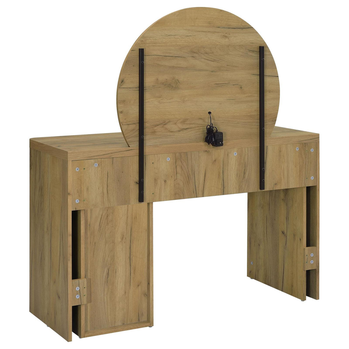 Irwin Vanity Table with LED Mirror and Storage Rustic Oak