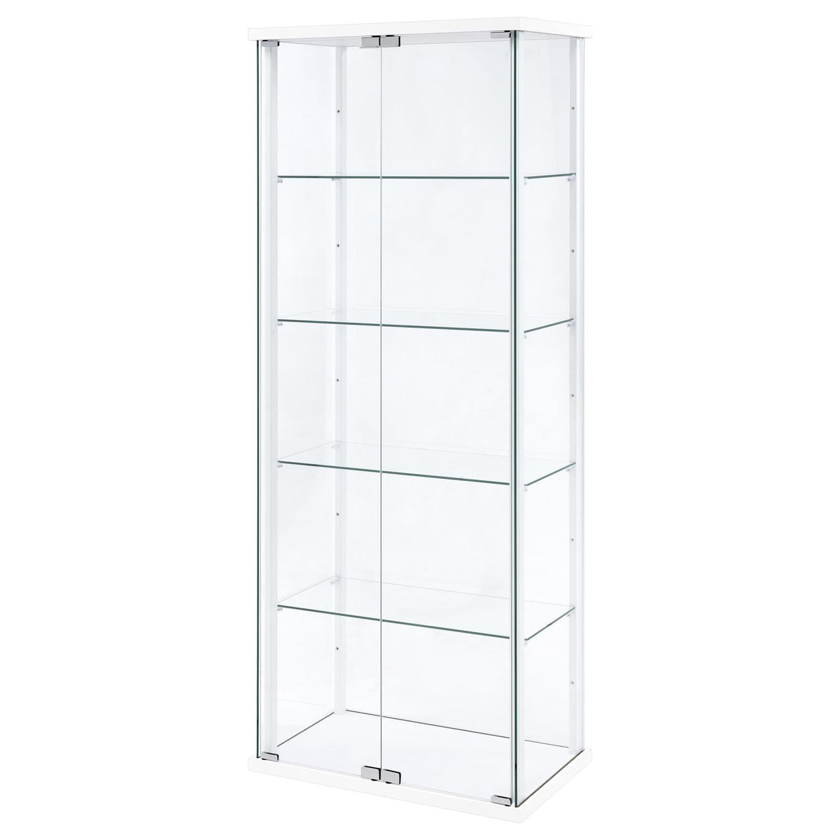 Delphinium 4-Shelf Clear Glass Curio Display Cabinet White