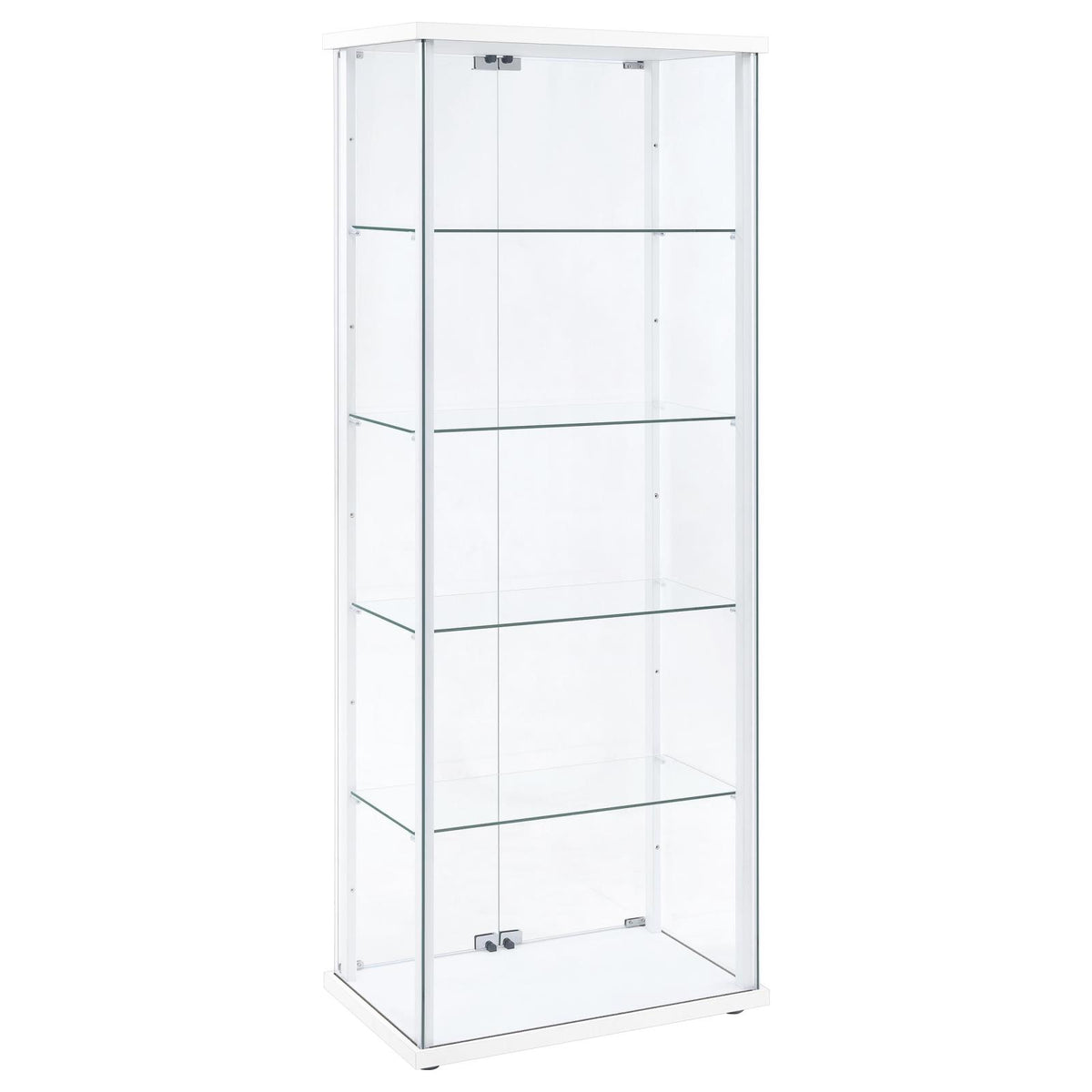 Delphinium 4-Shelf Clear Glass Curio Display Cabinet White