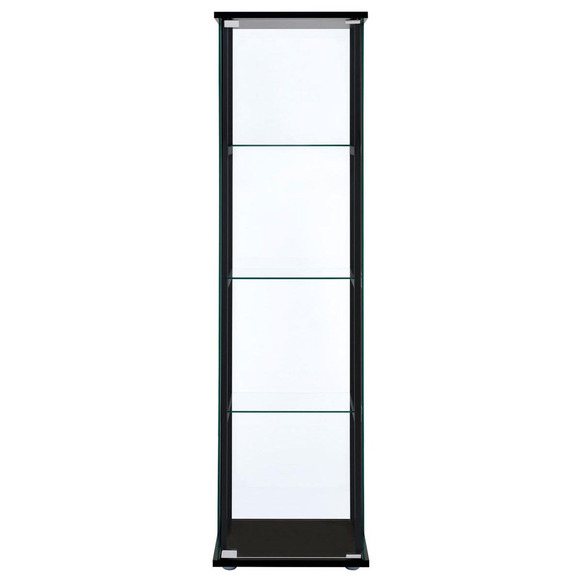 Cyclamen 4-shelf Clear Glass Curio Display Cabinet Black