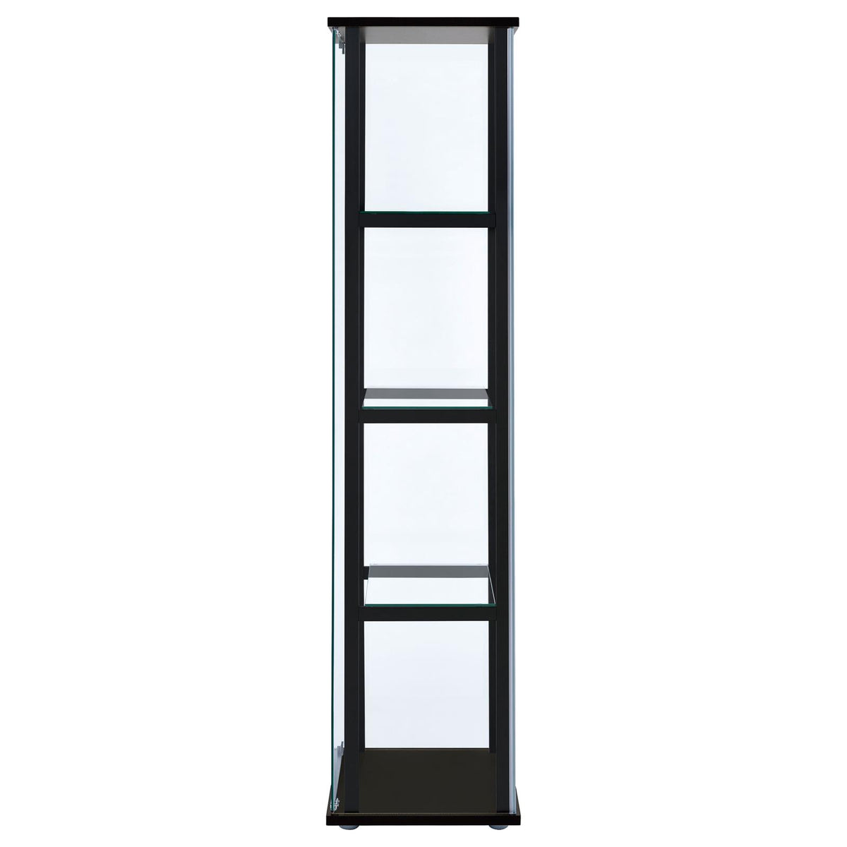 Cyclamen 4-shelf Clear Glass Curio Display Cabinet Black