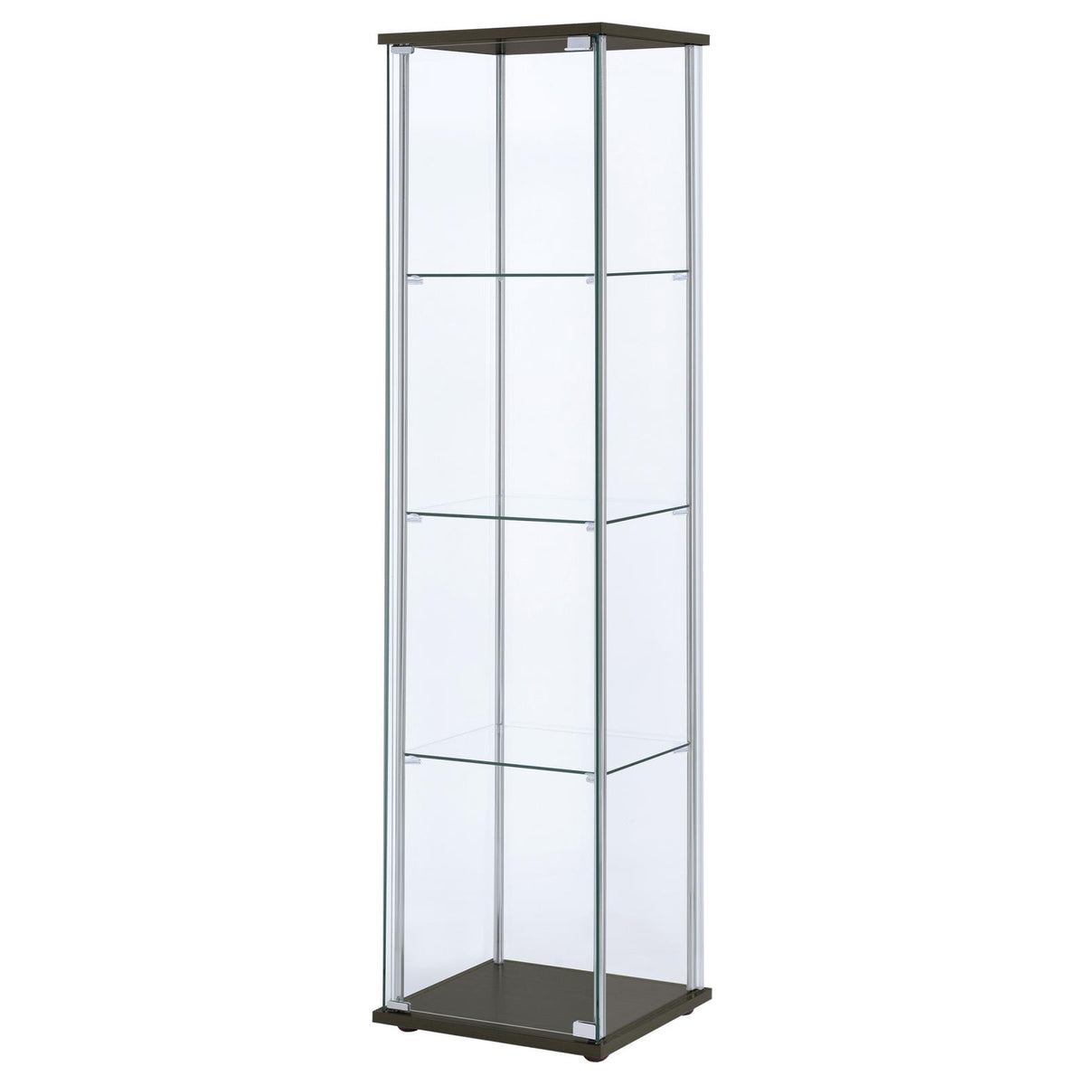 Bellatrix 3-shelf Clear Glass Curio Cabinet Cappuccino