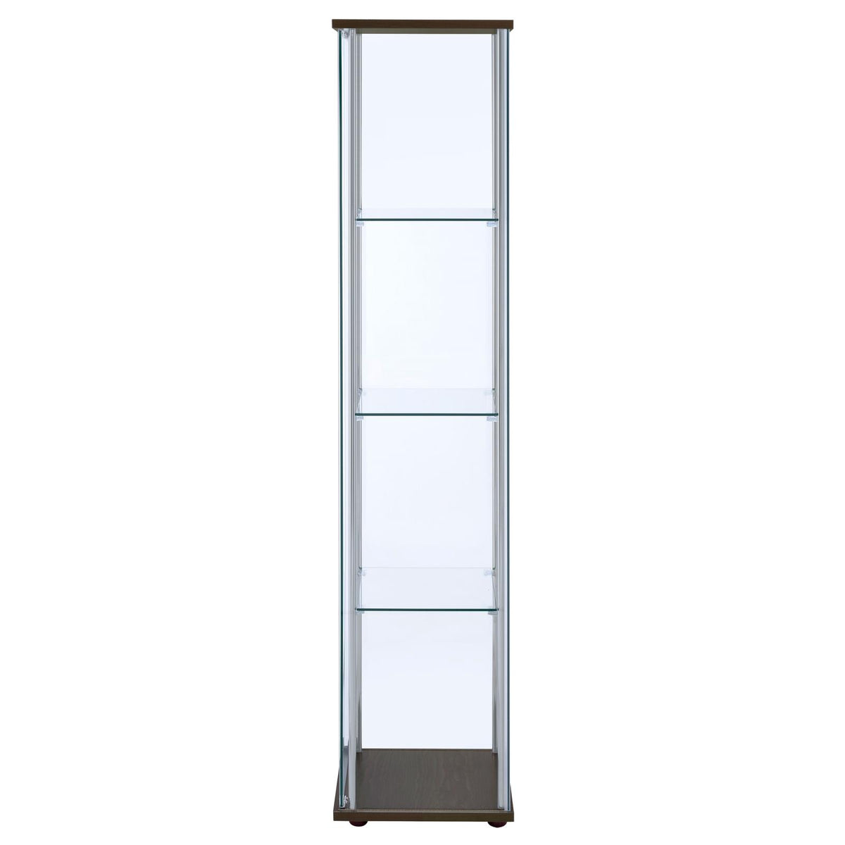 Bellatrix 3-shelf Clear Glass Curio Cabinet Cappuccino