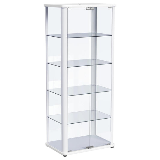 Aero LED 4-Shelf Glass Curio Display Cabinet White