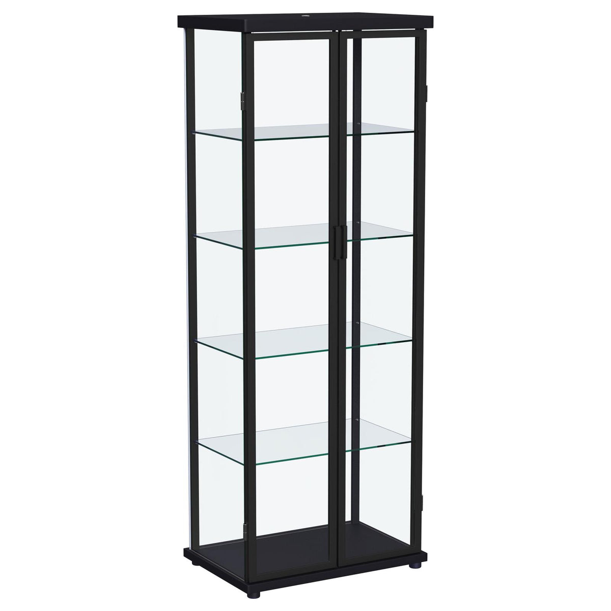 Carrillo LED 4-Shelf Glass Curio Display Cabinet Black