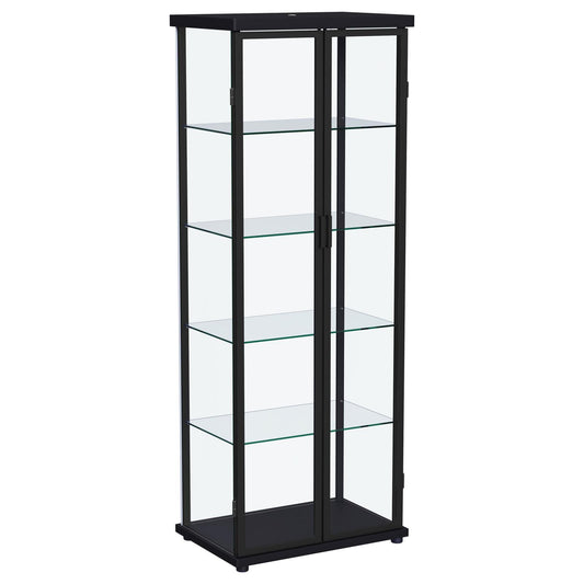Carrillo LED 4-Shelf Glass Curio Display Cabinet Black