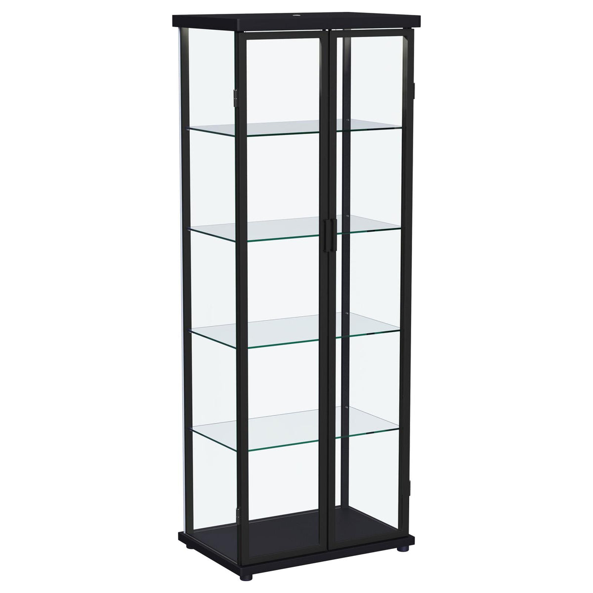 Carrillo LED 4-Shelf Glass Curio Display Cabinet Black