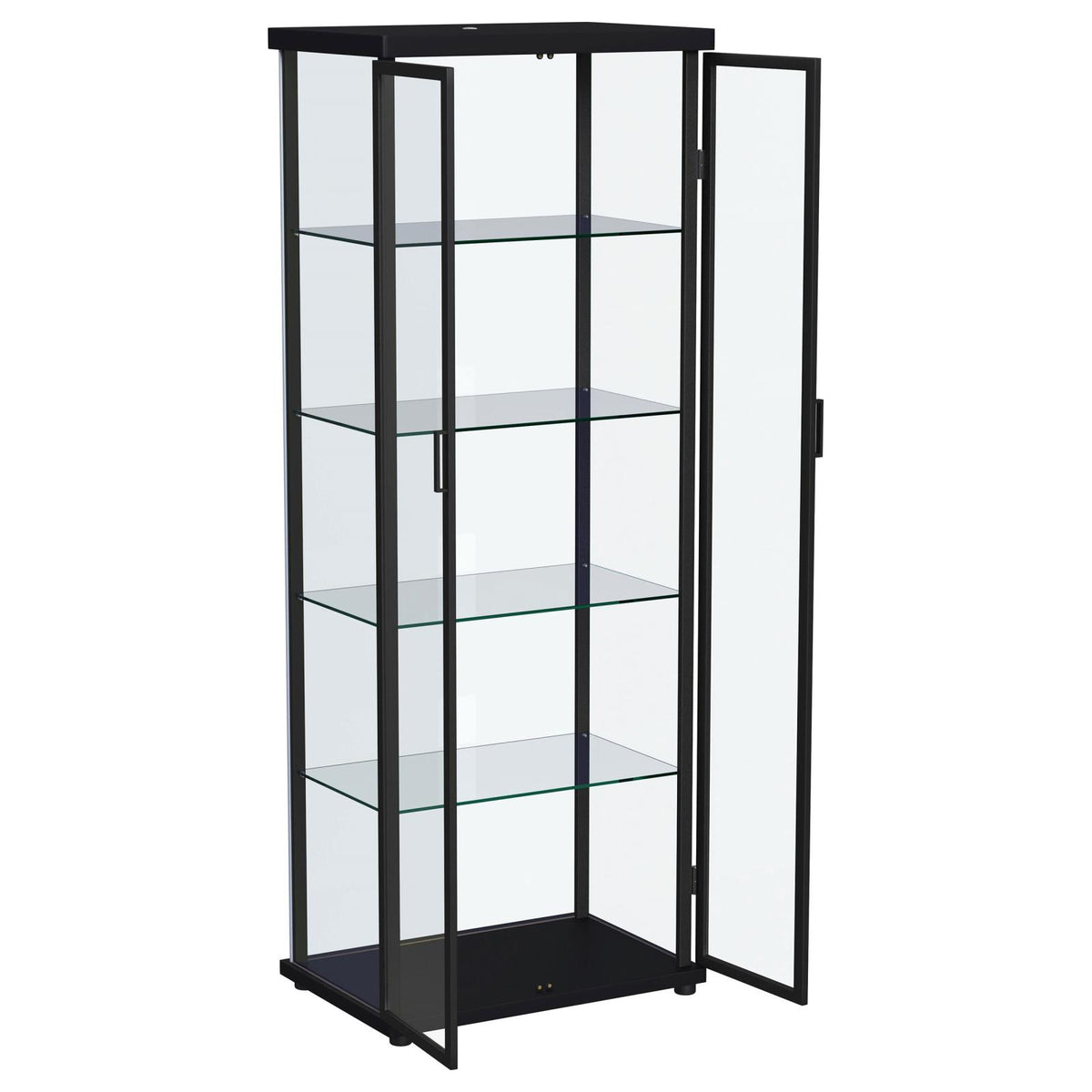 Carrillo LED 4-Shelf Glass Curio Display Cabinet Black