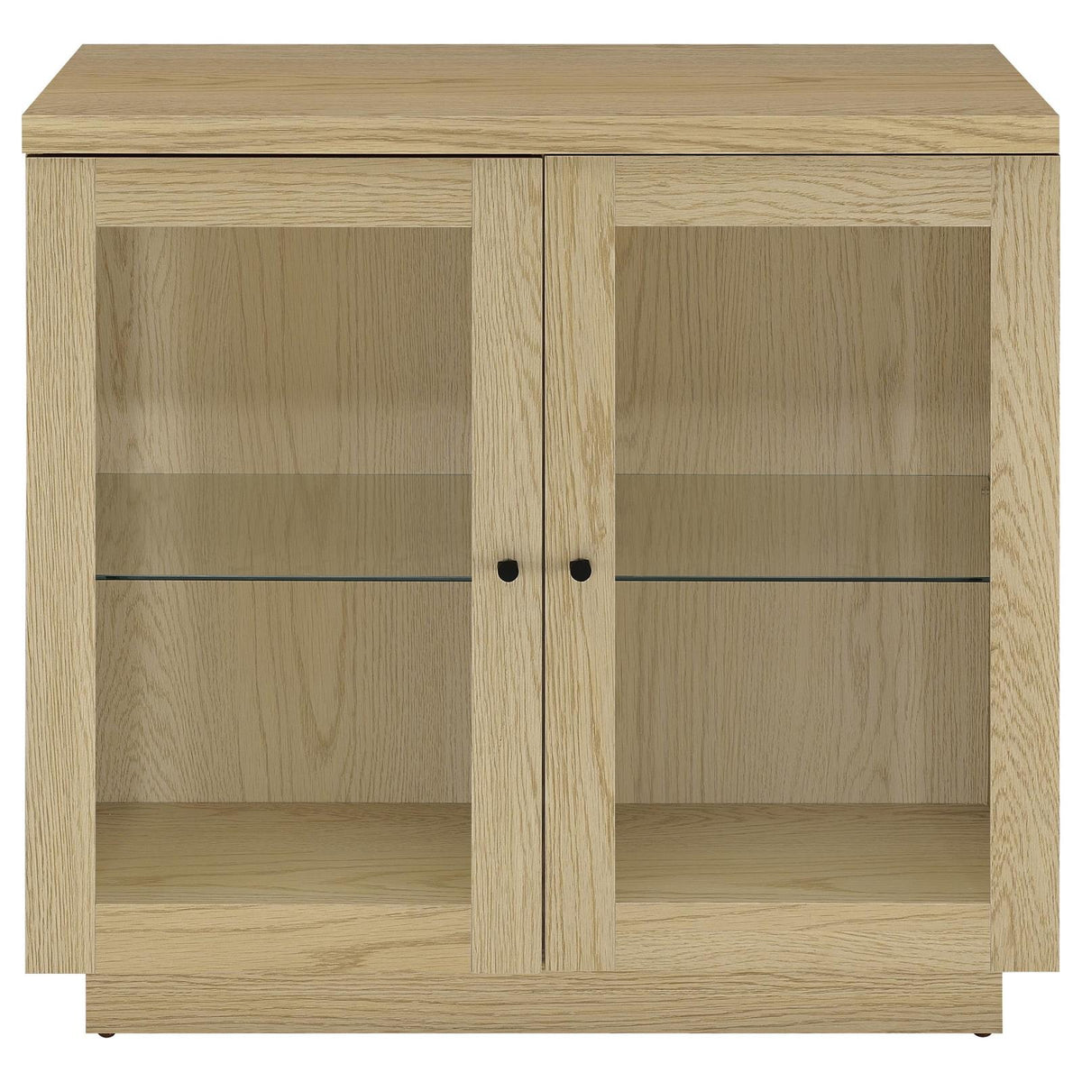 Tilbury 2-door Glass Front Accent Display Cabinet Light Oak