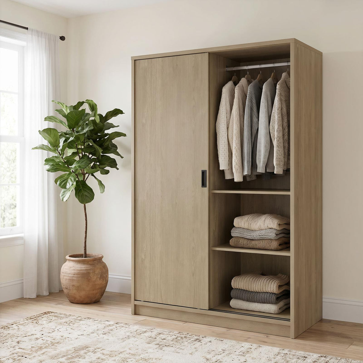 Noble 2-door Bedroom Wardrobe Storage Cabinet Armoire Latte