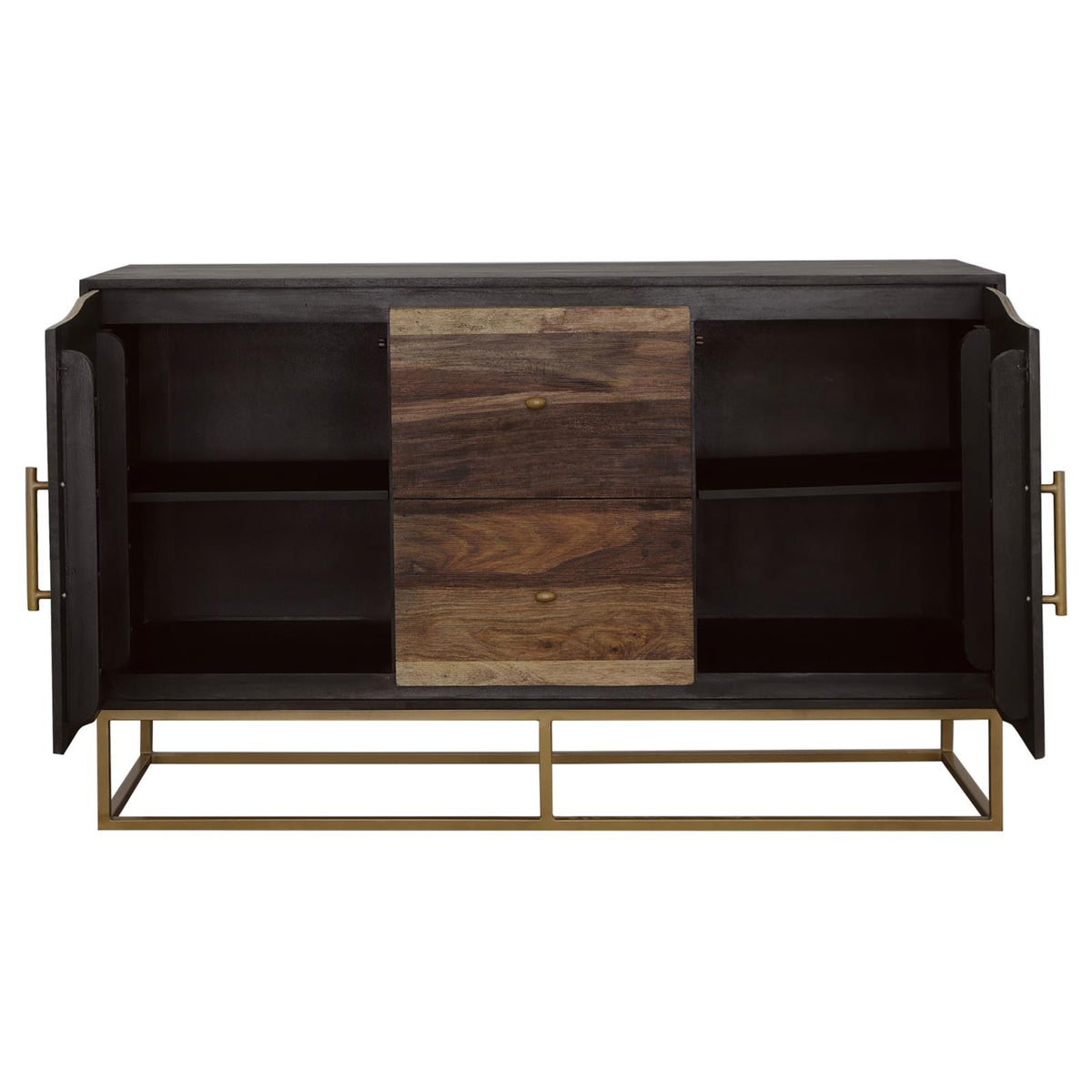 Zara 2-door 57-inch Wood Accent Storage Cabinet Black Walnut