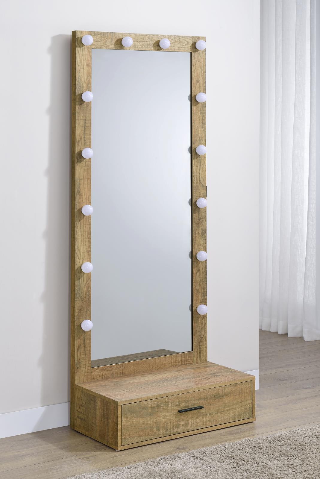 Spector 1-drawer Lighted Full-Length Floor Mirror Mango