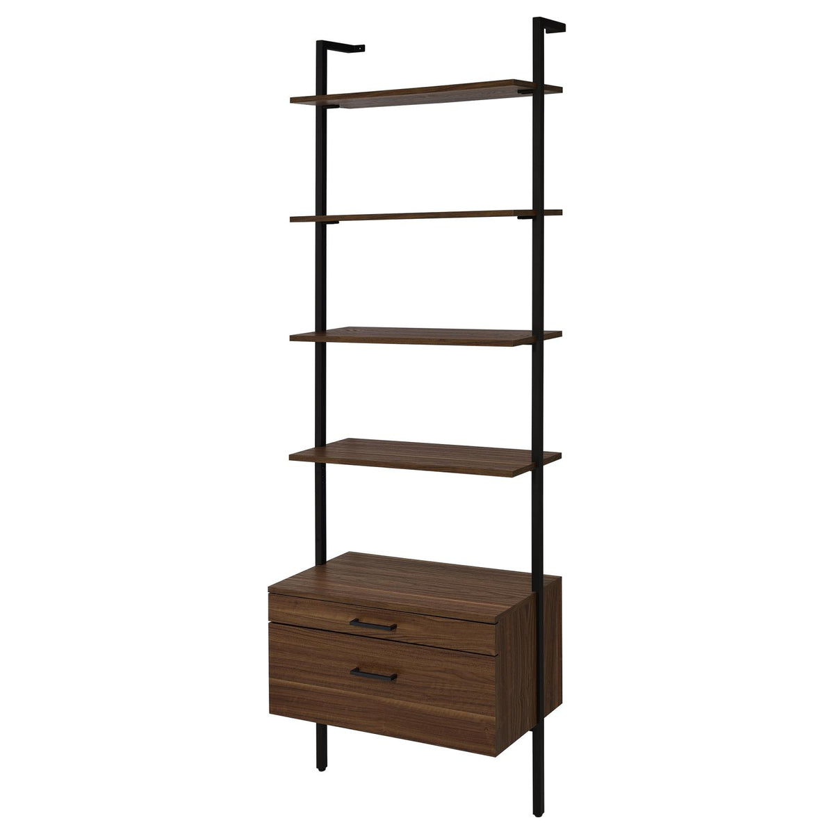 Owens 96-inch Wall Mounted Bookshelf Set Walnut
