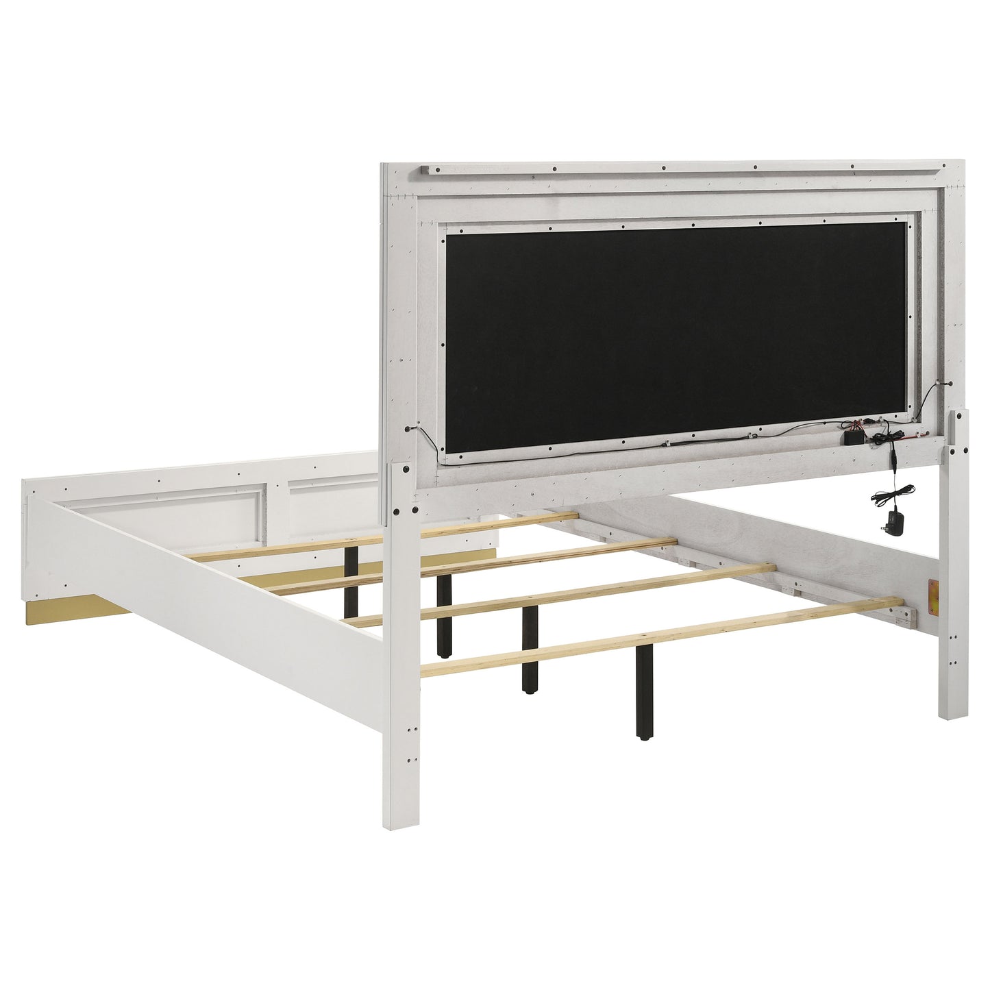 Caraway 4-Piece Bedroom Set — White & Gold with LED Headboard