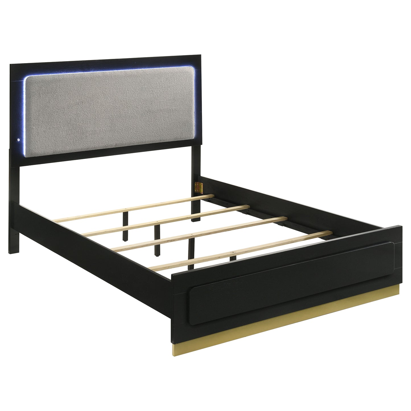 Caraway 4-Piece Bedroom Set — Black & Gold with LED Headboard