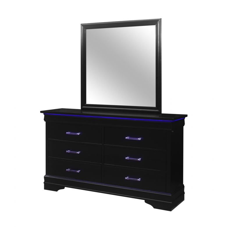 Charlie 5-Piece Bedroom Set — Black with LED Lighting