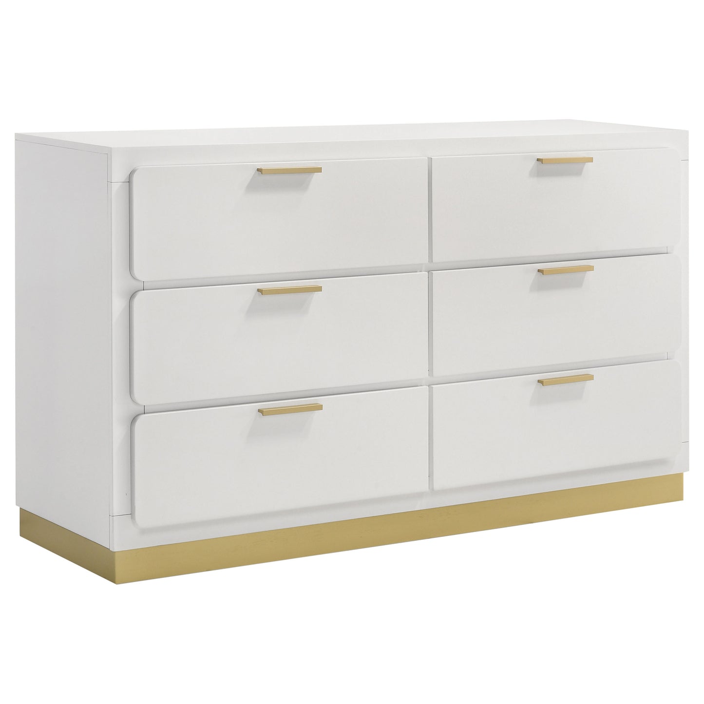 Caraway 4-Piece Bedroom Set — White & Gold with LED Headboard