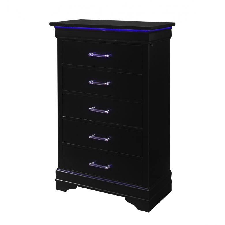 Charlie 5-Piece Bedroom Set — Black with LED Lighting