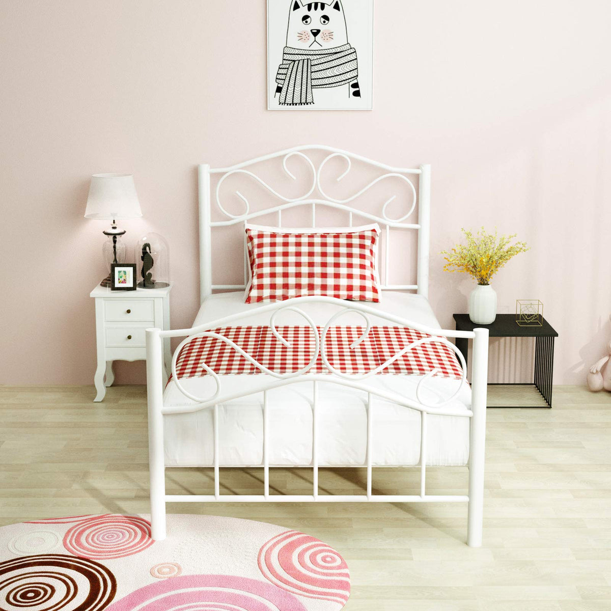 Mecor Twin Metal Bed — White