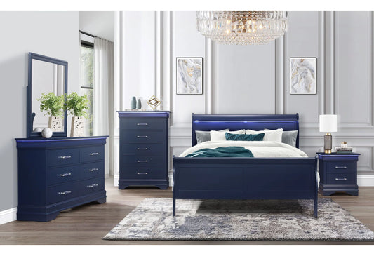 Charlie 4-Piece Bedroom Set — Blue with LED Lighting