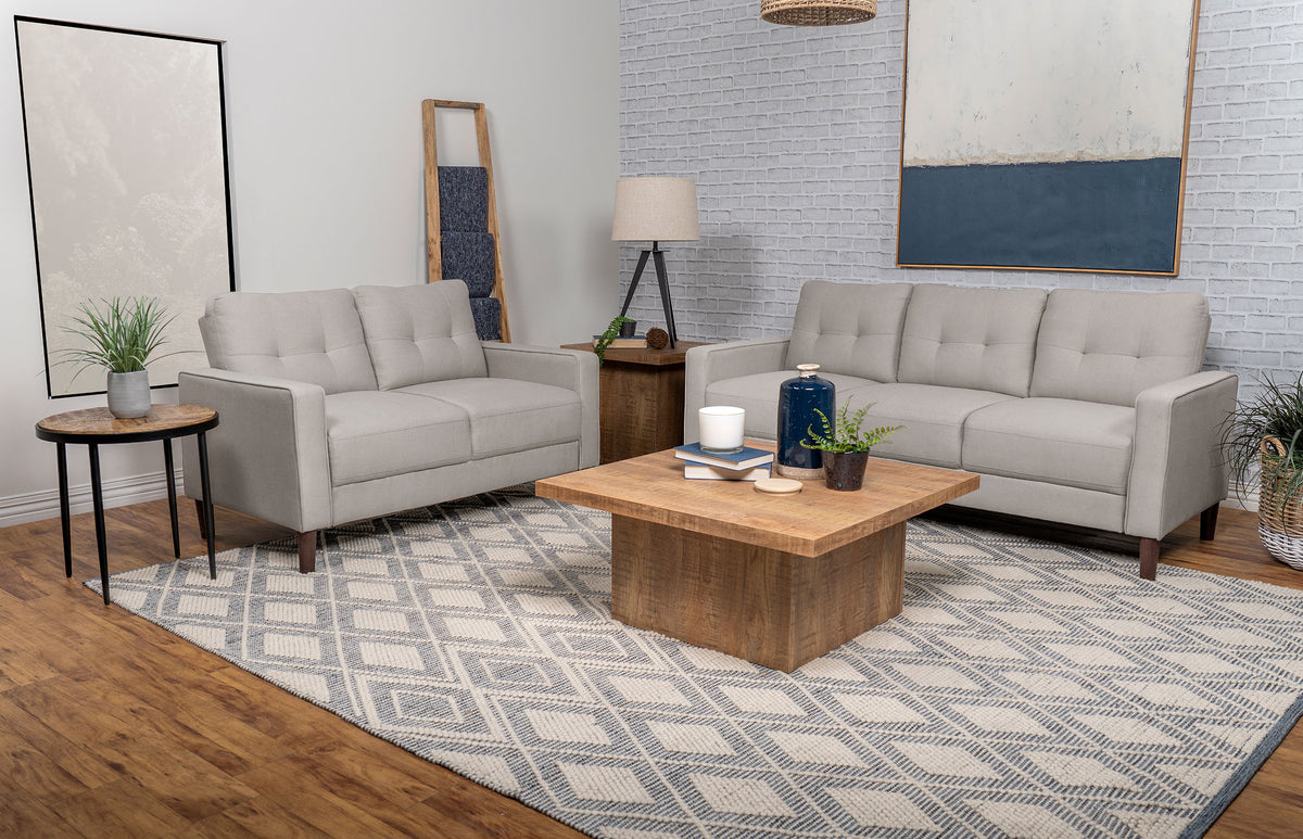 Bowen Sofa Set — Beige Track Arm Tufted