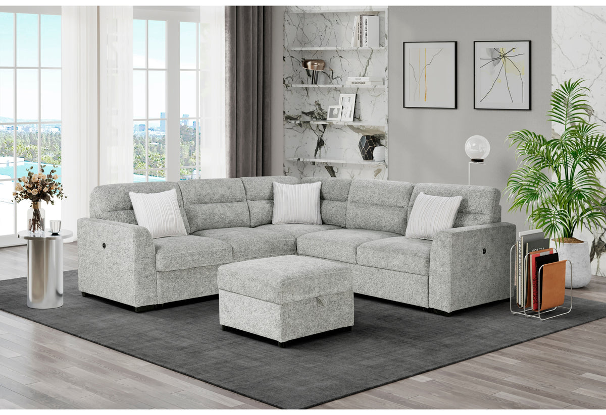 U9401 Nickel Sofa Bed Sectional with 3 Pillows