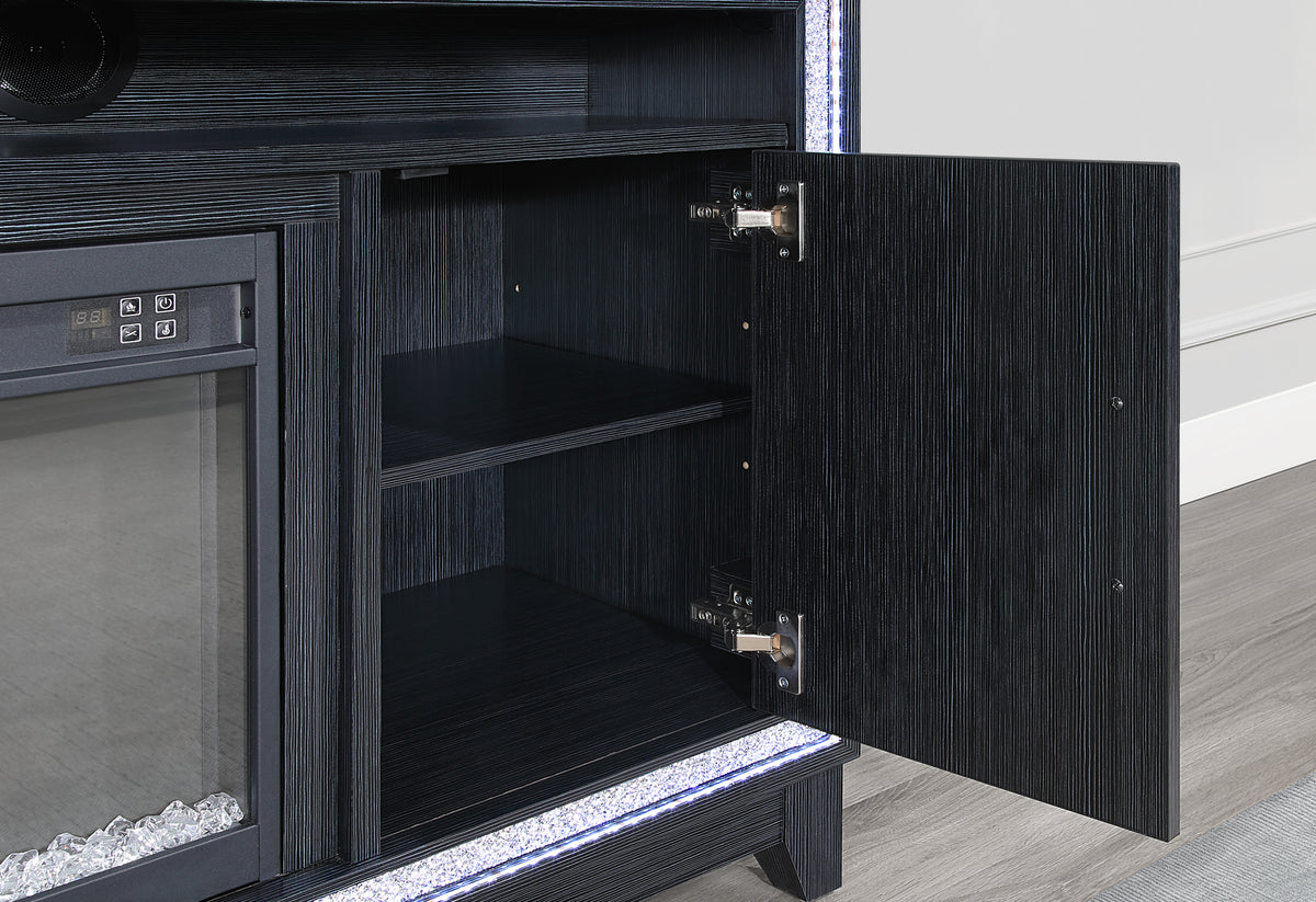 Lily Dark Grey Entertainment Unit 72 Inch with LED, Speakers, Crystal Inserts