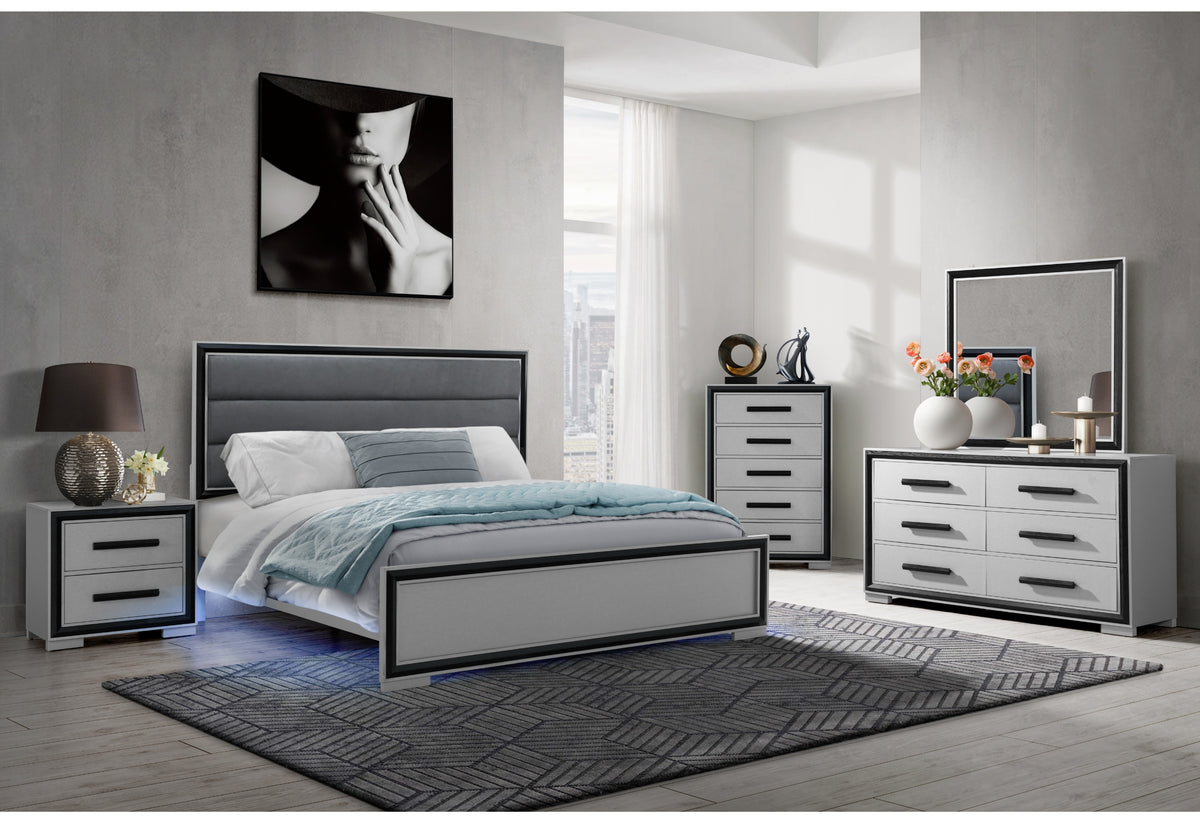 Amelia Grey/Black Bedroom Set