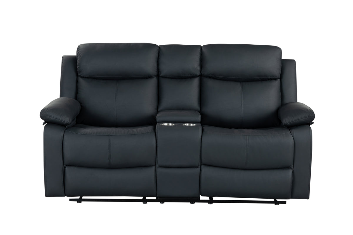 U6026 Black PU 72A Console Reclining Loveseat with LED and Speaker