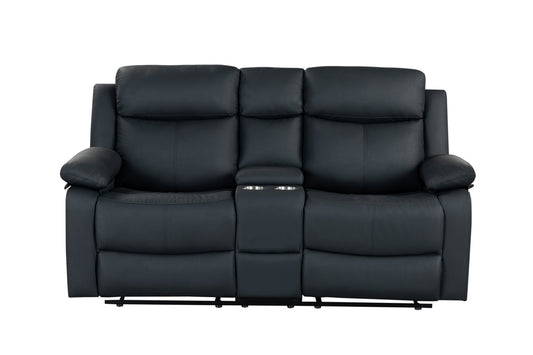 U6026 Black PU 72A Console Reclining Loveseat with LED and Speaker