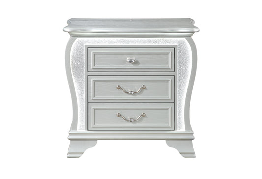 Aria Silver Nightstand with LED
