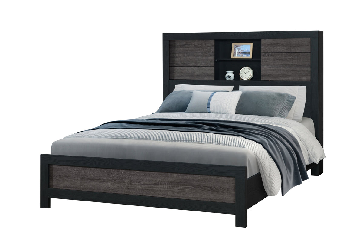 Lisbon Grey and Black Bed