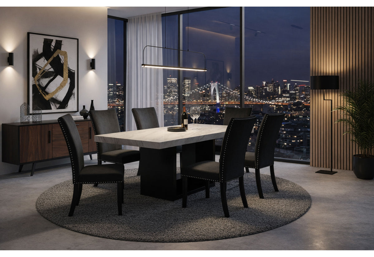 D02 Dining Set with D03 Chairs — Black