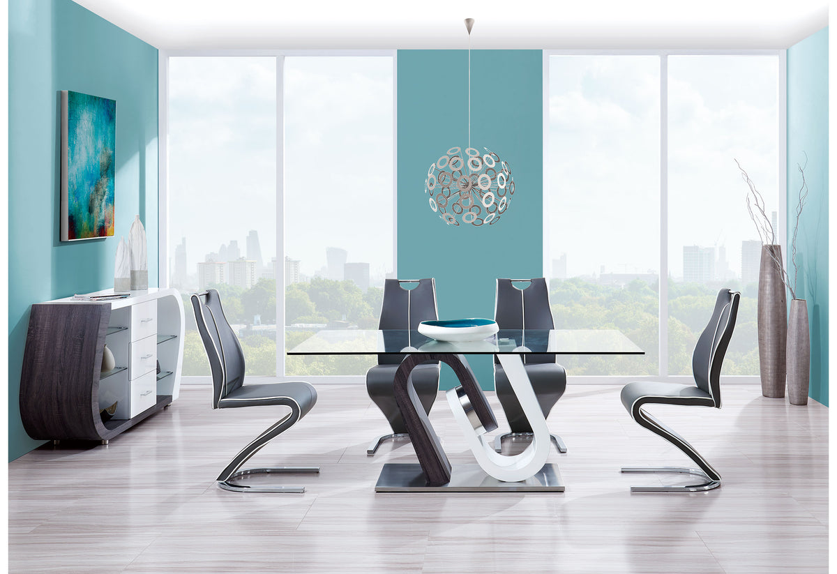 D4127 Dining Set with D4127N Chairs — Silver