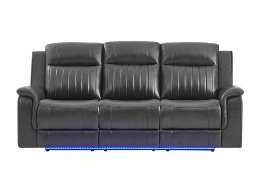 U8879 Blanche Charcoal Power Reclining Sofa with LED & Global Surround System