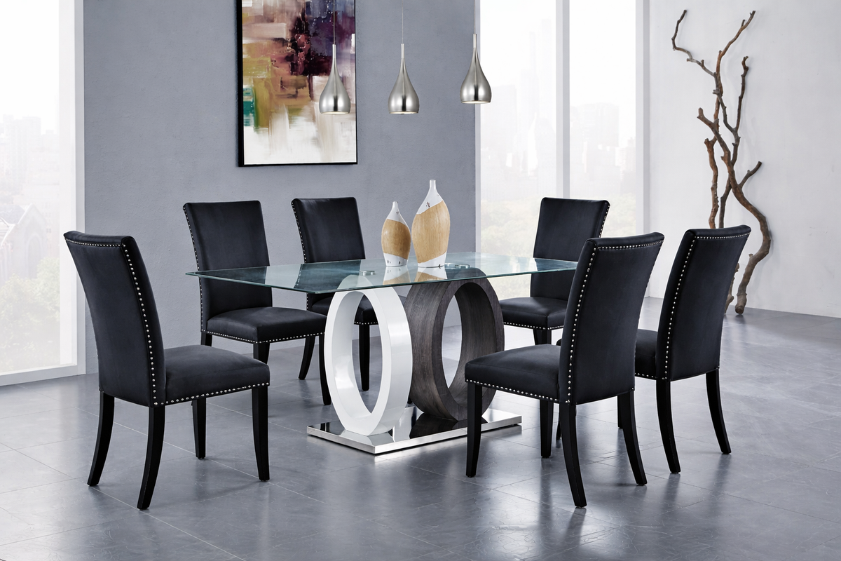 D1628 Dining Set with D03 Chairs — Black