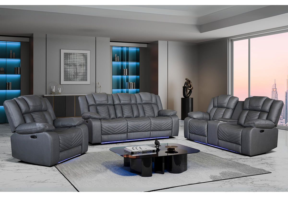 U7068 Reclining Living Room Set — Grey