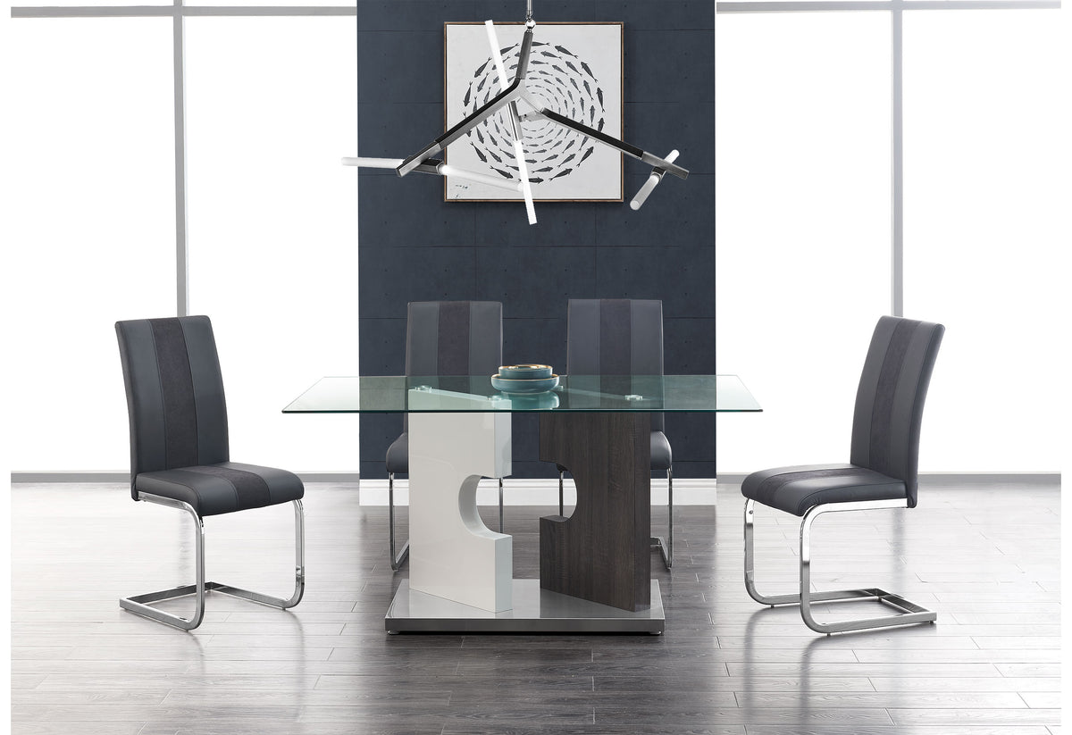 D219 Dining Set with D915 Chairs — Grey