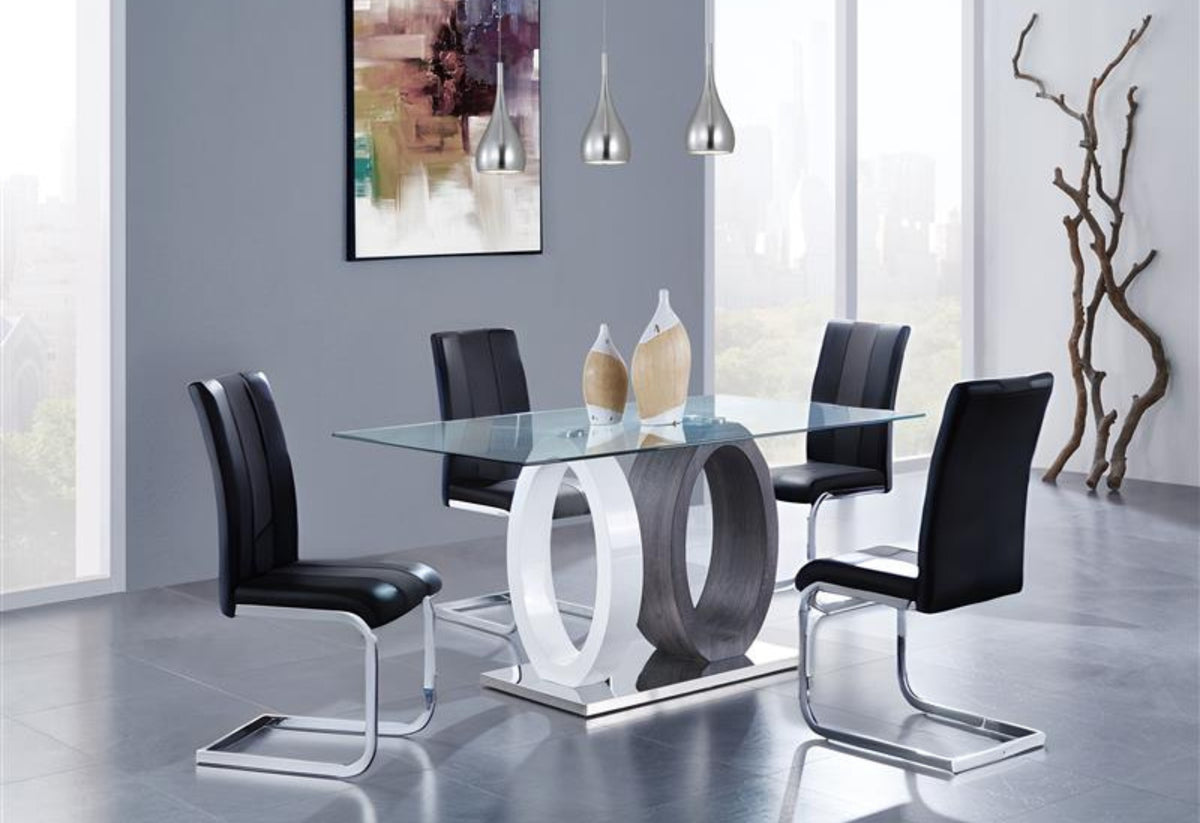 D1628 Dining Set with D915 Chairs — Black