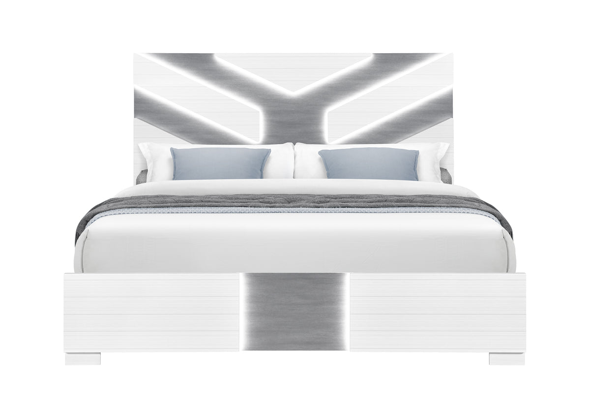Optimus Wht Bed with LED