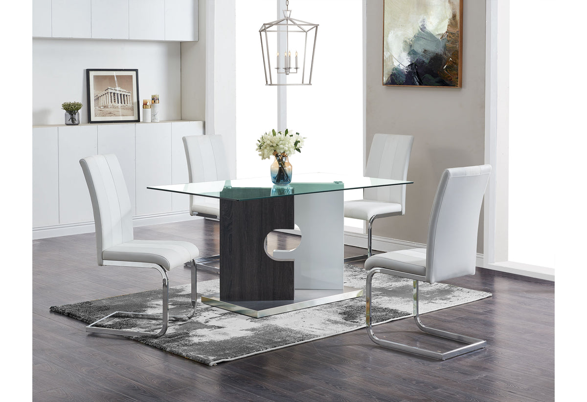 D219 Dining Set with D915 Chairs — White