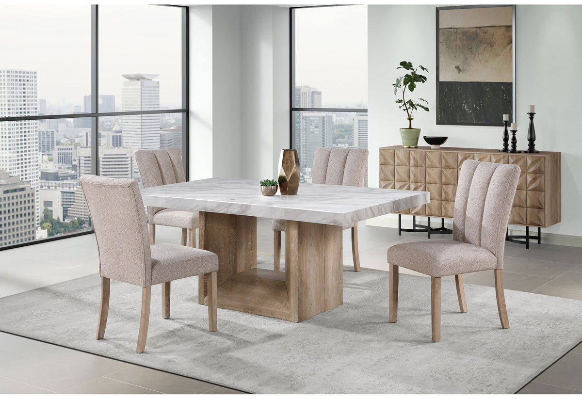 D02 Dining Set with D8683 Chairs — Natural / Beige