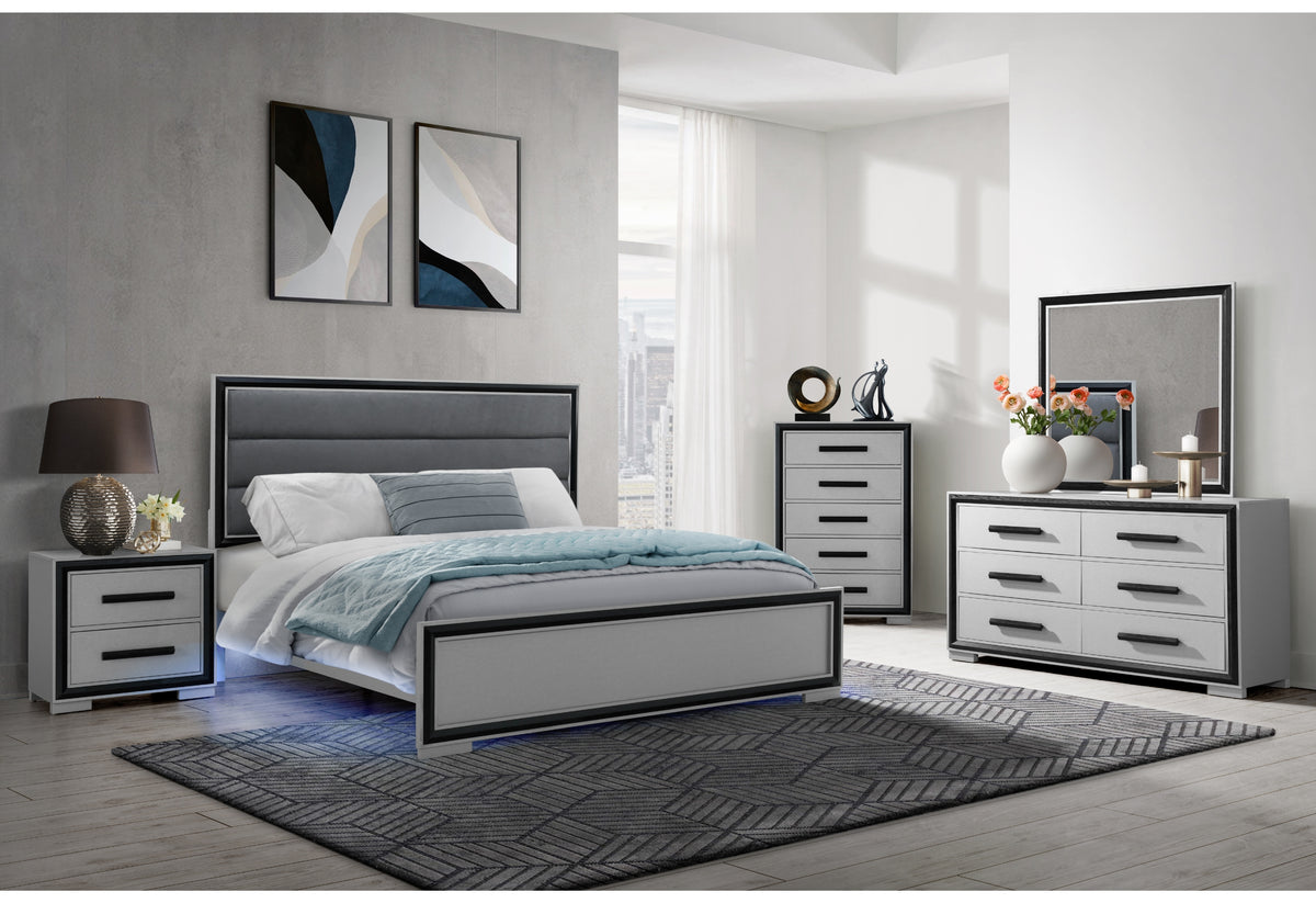 Amelia Grey/Black Bedroom Set
