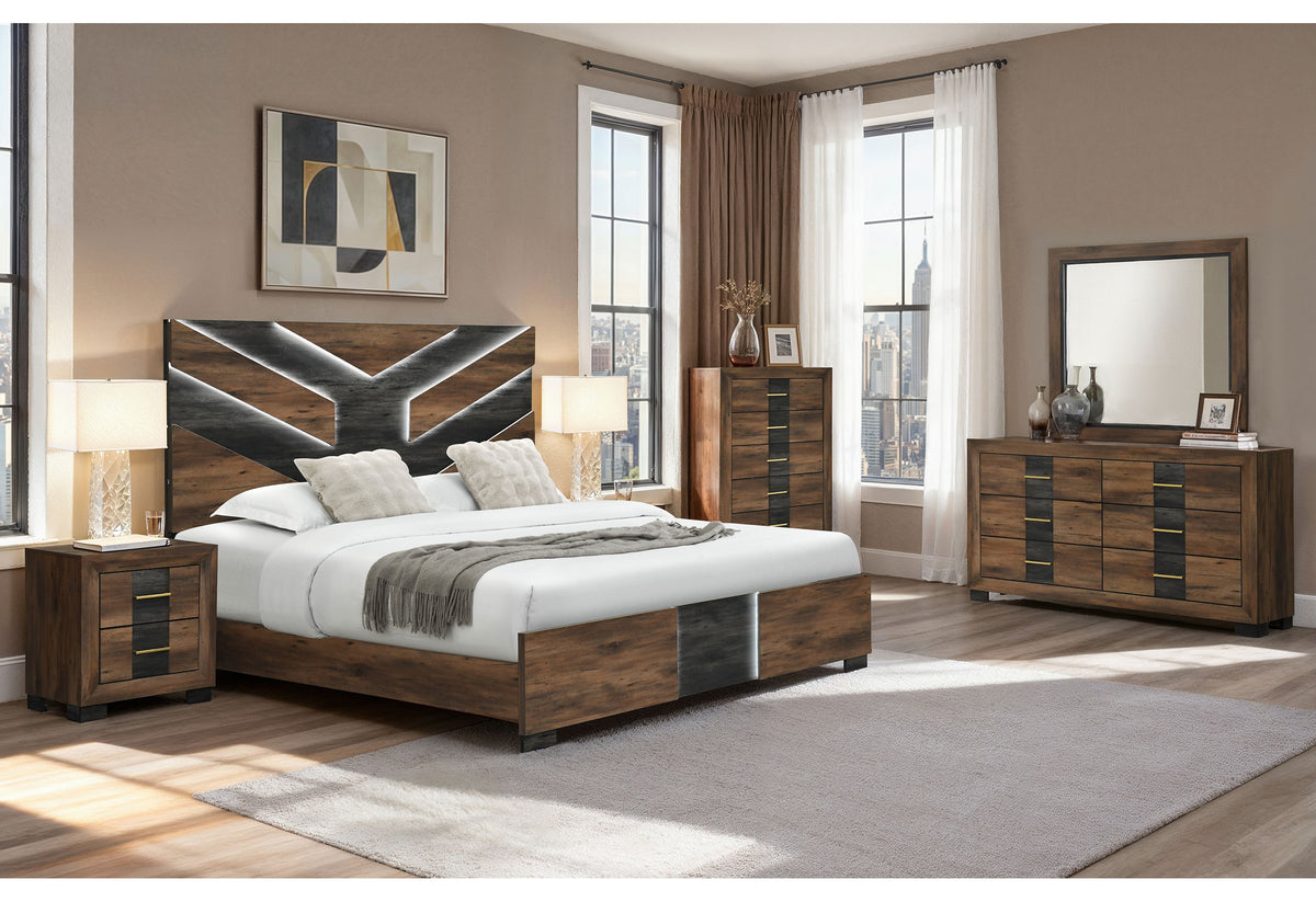 Optimus Brown/Black Bedroom Set